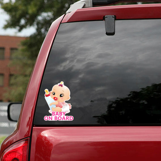 Baby On Board Princess Bottle Car Reflective Sticker