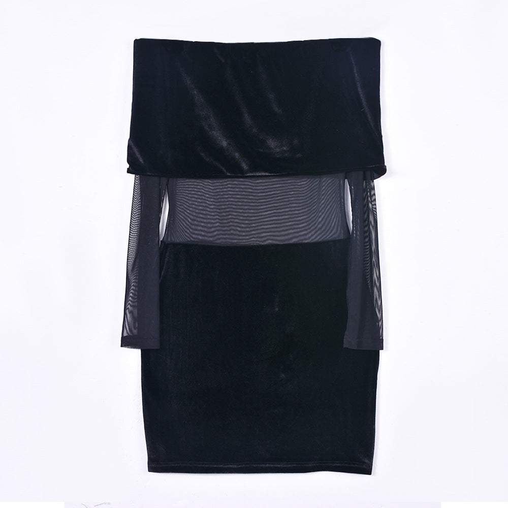 Women's Mesh See-through Long Sleeve Dress