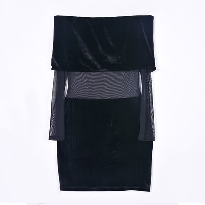 Women's Mesh See-through Long Sleeve Dress