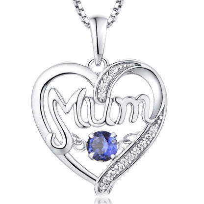 S925 Silver Pulsatile Heart MoM Necklace Mother's Day Gift Birthstones Smart Pendant